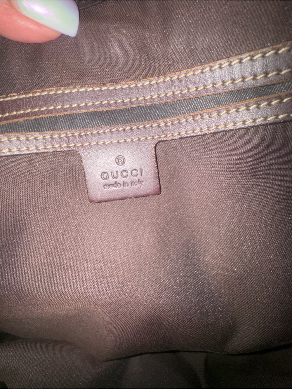 Gucci Beige GG Supreme Canvas Tote with Dark Brown Leather Handles - Picture 9 of 12